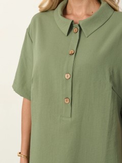 Платье-футболка из хлопка цвета хаки Jetty(фото3)