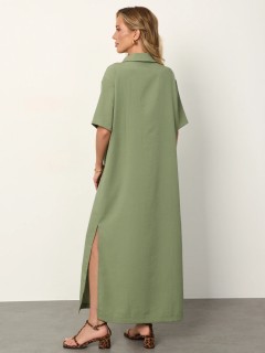 Платье-футболка из хлопка цвета хаки Jetty(фото5)