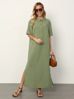 Платье-футболка из хлопка цвета хаки Jetty(фото6)