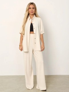 Брюки широкие молочного цвета с карманами Jetty(фото5)