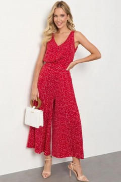 Комбинезон красный в горошек с широкими брюками-палаццо Jetty