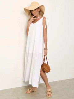 Сарафан длинный белого цвета с разрезами  Jetty(фото4)