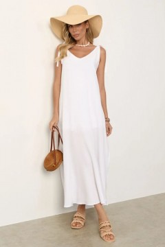 Сарафан длинный белого цвета с разрезами  Jetty
