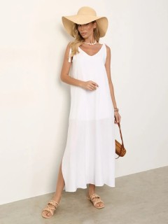 Сарафан длинный белого цвета с разрезами  Jetty(фото6)