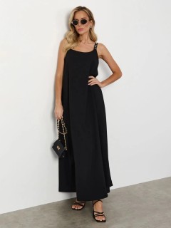 Сарафан макси чёрное на бретелях Jetty(фото4)