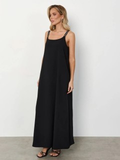 Сарафан макси чёрное на бретелях Jetty(фото6)