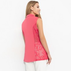 Жилет коралловый с вставками из кружева Charutti(фото5)