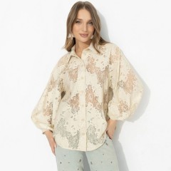 Блуза голубая из гипюра Charutti(фото4)