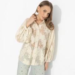 Блуза голубая из гипюра Charutti(фото6)