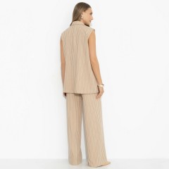 Костюм-двойка брючный бежевый в полоску Charutti(фото6)