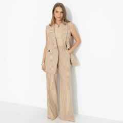 Костюм-двойка брючный бежевый в полоску Charutti(фото7)