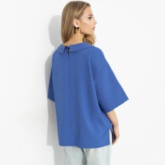 Блузка синяя свободного силуэта Charutti(фото4)