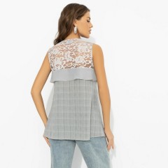 Топ на широких бретелях серый в клетку Charutti(фото7)