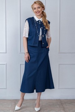 Юбка-годе светло-синяя с карманами Braslava