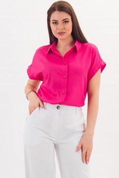 Рубашка льняная в цвете фуксия Braslava