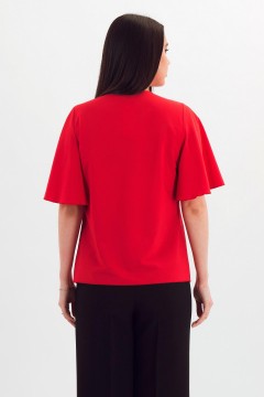 Блузка красная с игривым рукавом-крылышком Braslava(фото4)