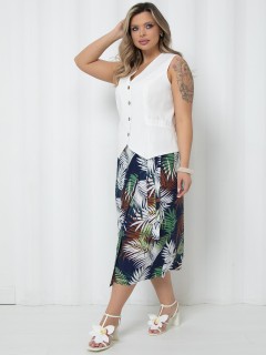 Юбка тёмно-синяя с тропическим принтом Agata(фото3)