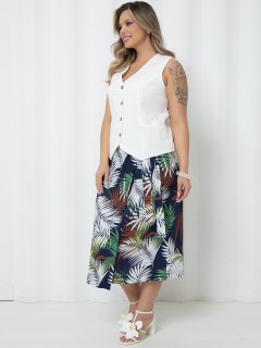 Юбка тёмно-синяя с тропическим принтом Agata(фото4)