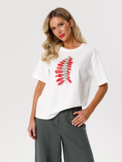 Футболка молочного цвета с принтом Priz(фото4)