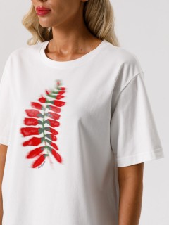 Футболка молочного цвета с принтом Priz(фото3)