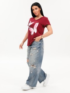 Футболка трикотажная бордового цвета Iv-capriz(фото4)