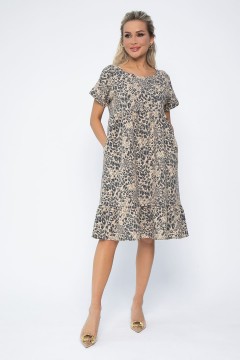 Платье миди бежевое с леопардовым принтом LT collection(фото3)