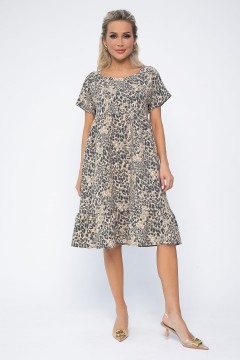 Платье миди бежевое с леопардовым принтом LT collection(фото6)