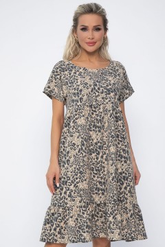 Платье миди бежевое с леопардовым принтом LT collection(фото4)