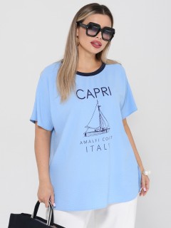 Блузка лёгкая голубая с принтом Dora(фото3)