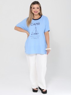 Блузка лёгкая голубая с принтом Dora(фото4)