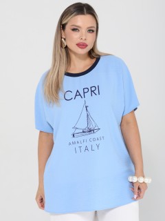 Блузка лёгкая голубая с принтом Dora(фото6)