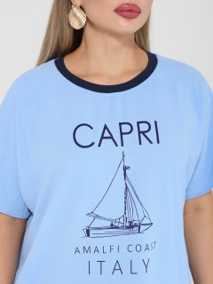 Блузка лёгкая голубая с принтом Dora(фото5)