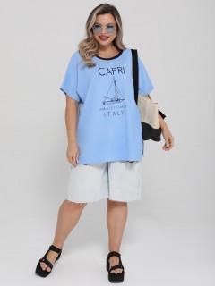 Блузка лёгкая голубая с принтом Dora(фото8)