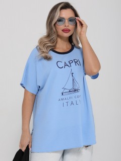 Блузка лёгкая голубая с принтом Dora(фото9)