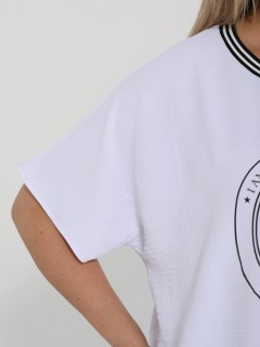 Блузка лёгкая белая с принтом Dora(фото6)