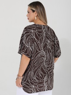 Блузка шоколадного цвета с принтом Dora(фото8)