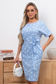 Платье льняное голубое в горошек Рэнди №19 Valentina(фото6)