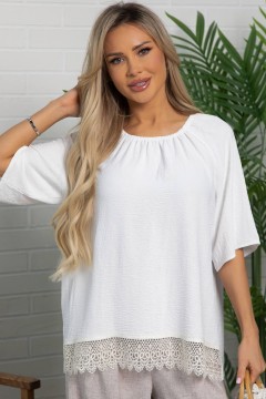 Блузка белая с изящным кружевом LT collection