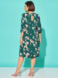 Платье тёмно-зелёное с цветочным принтом Dora(фото9)
