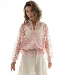 Бомбер розовый из сетки с вышивкой Charutti(фото3)