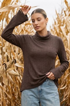 Джемпер ажурный трикотажный в коричневом цвете LT collection