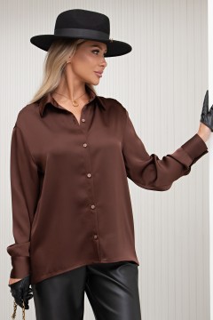 Блузка атласная шоколадного цвета Диана №2 Valentina(фото4)