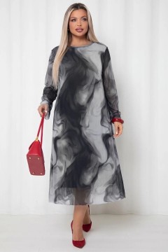 Платье длинное серое из сетки Agata