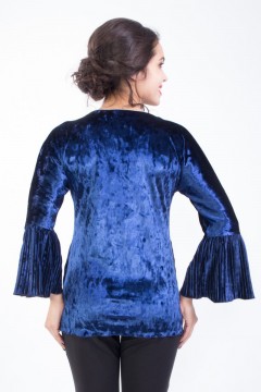 Бархатная блузка синего цвета Wisell(фото3)