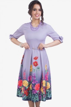 Сиреневое платье с цветочным принтом Wisell