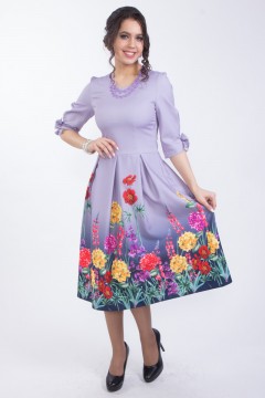 Сиреневое платье с цветочным принтом Wisell(фото2)