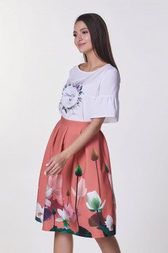 Пышная юбка из трикотажа Ника №12 (цветы) Valentina(фото4)