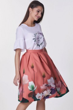 Пышная юбка из трикотажа Ника №12 (цветы) Valentina