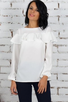 Белая блуза с воланом Ajour