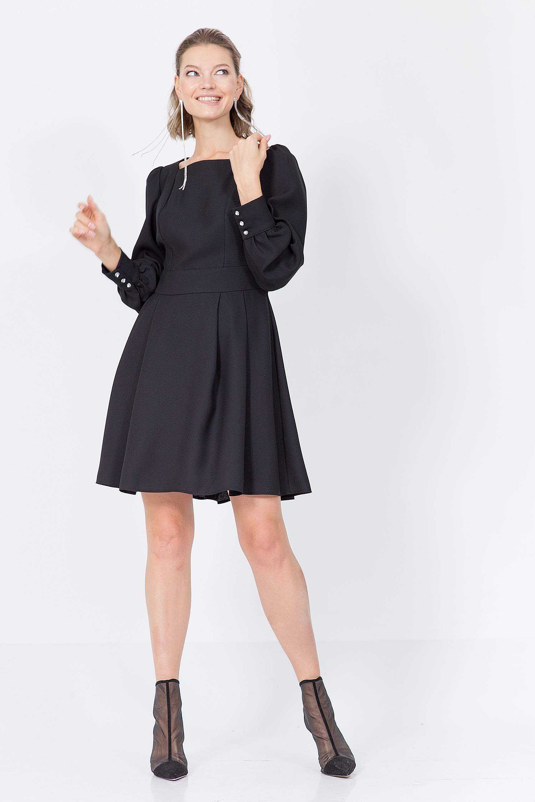 Короткое чёрное платье из крепа Priz(фото2)